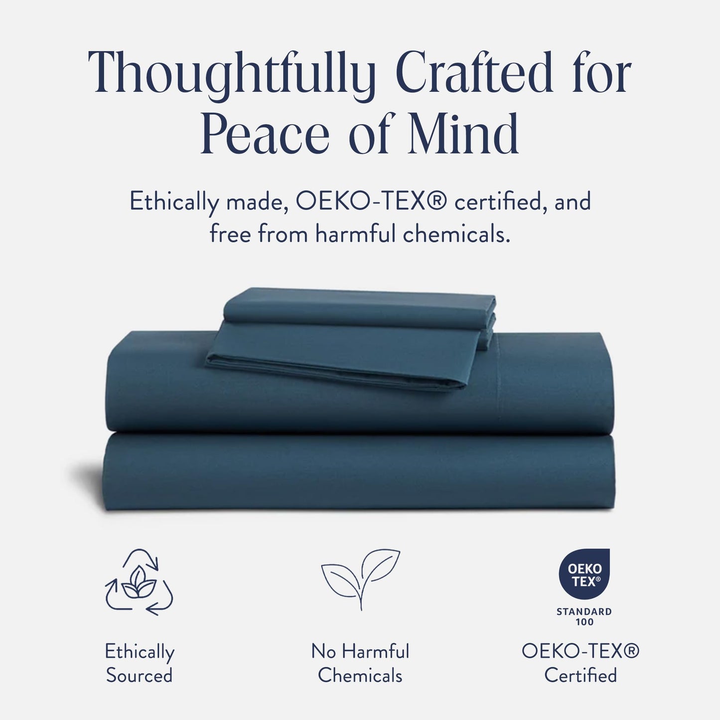 Brooklinen Luxury Sateen 4 Piece Sheet Set - 100% Cotton Bed Sheets, Soft & Durable Twin Sheets Set in Abyss Blue, Oeko-TEX Certified Bedding Set, 1 Fitted Sheet, 1 Flat Sheet, 2 Pillowcases