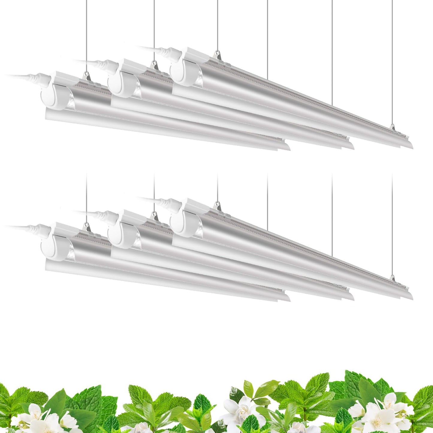 Barrina Plant Grow Light, 4FT 5000K Full Spectrum White, 252W(6 x 42W), T8 LED Grow Light, Growing Lamp Fixture, Plant Light for Indoor Plant, 6-Pack