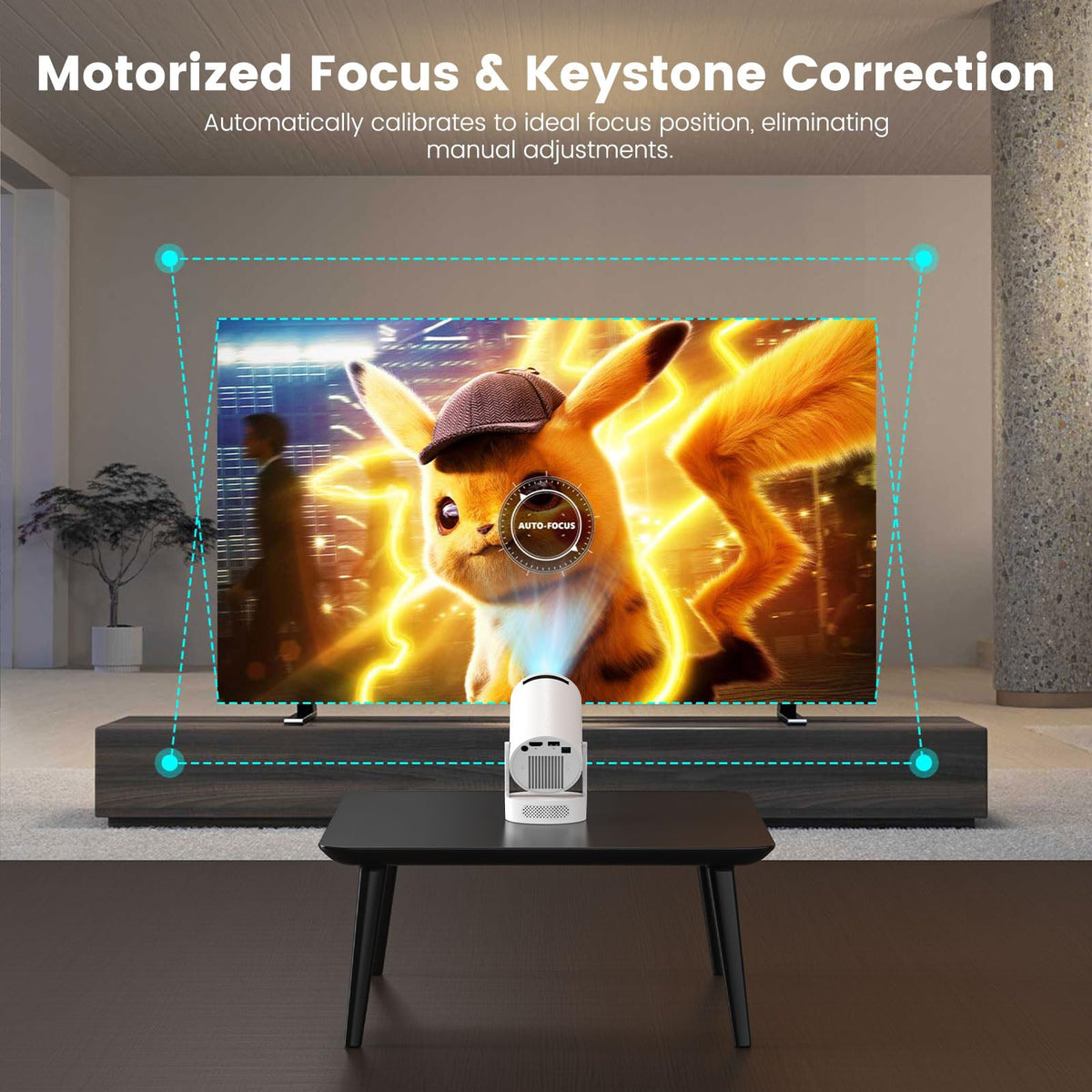 Mini Portable Projector with 4K Support, Bluetooth 5.4 WIFI6, 5watt Sound Base Speaker, 160 ANSI, Android 11, 210° Rotation , Auto Keystone Correction Video Projector HY300 Pro+