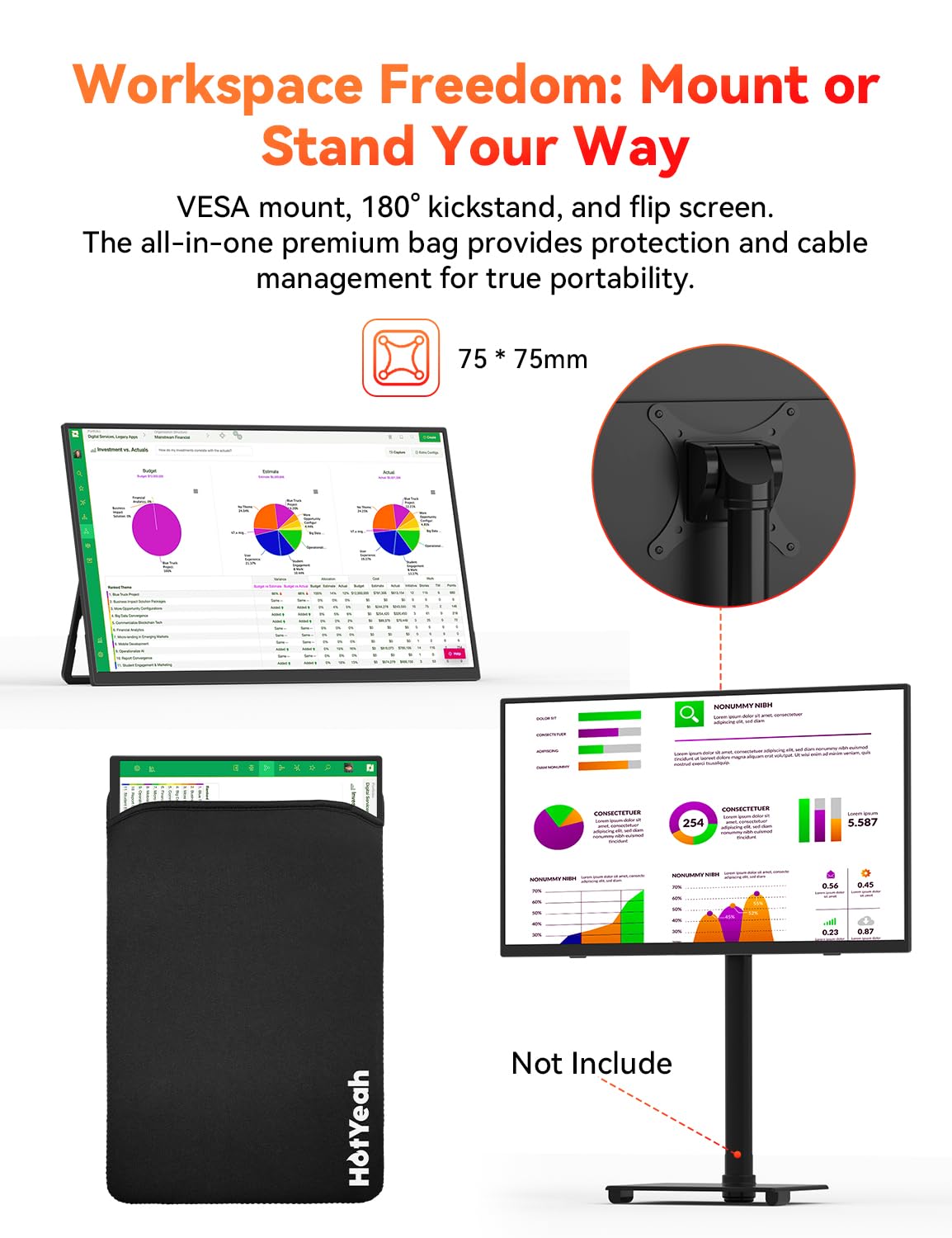 Wireless Portable Monitor Battery-Powered, Support AirPlay Miracast, 15.6" 1080P IPS Monitor USB-C HDMI External Display, 2nd Screen for Laptop MacBook PC Phone Tablet, w/Built-in Battery(4- 5H)