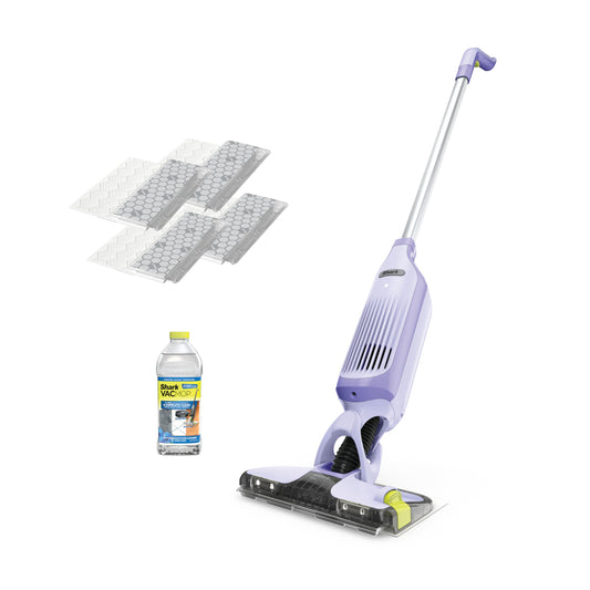 Shark VACMOP Cordless Hard Floor Cleaner, Vacuum and Spray Mop, Powerful Suction, Lightweight, LED Headlights, Includes 4 Disposable Pads, 12oz Multi-surface Cleaning Solution, Lavender, VM252PL