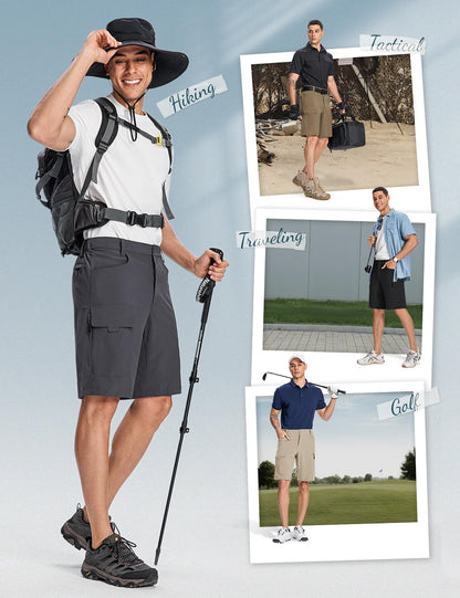 Moosehill Mens Cargo Hiking Shorts Lightweight Water Resistant for Casual Golf Work Tactical Fishing with 6 Pockets(Dark Grey, 36)