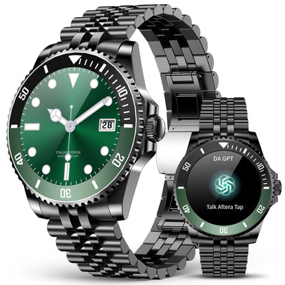2025 DA GPT Smart Watch for Men with Bluetooth Call, Heart Rate, Blood Pressure, SpO2, Sleep Monitor, 107 Sports Modes, Waterproof Round Watch, 1.19-inch AMOLED Display, Compatible Android and iOS