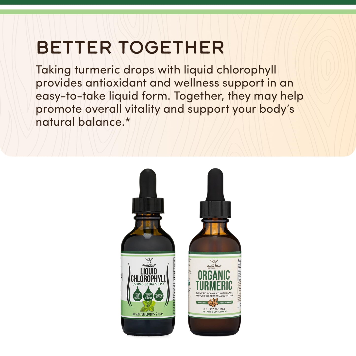 Chlorophyll Liquid Drops - for Digestion, Gut Health, Energy and Detox - Vegan Safe (Rich, Full Texture and Taste, Not Watered Down), 2oz Peppermint Flavored, by Double Wood