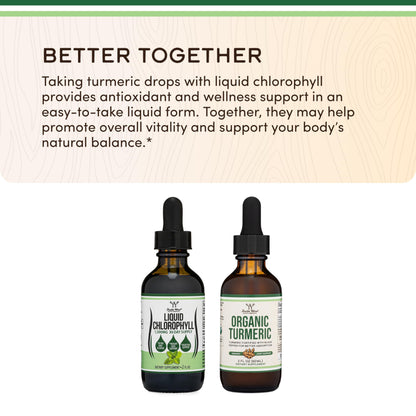 Chlorophyll Liquid Drops - for Digestion, Gut Health, Energy and Detox - Vegan Safe (Rich, Full Texture and Taste, Not Watered Down), 2oz Peppermint Flavored, by Double Wood