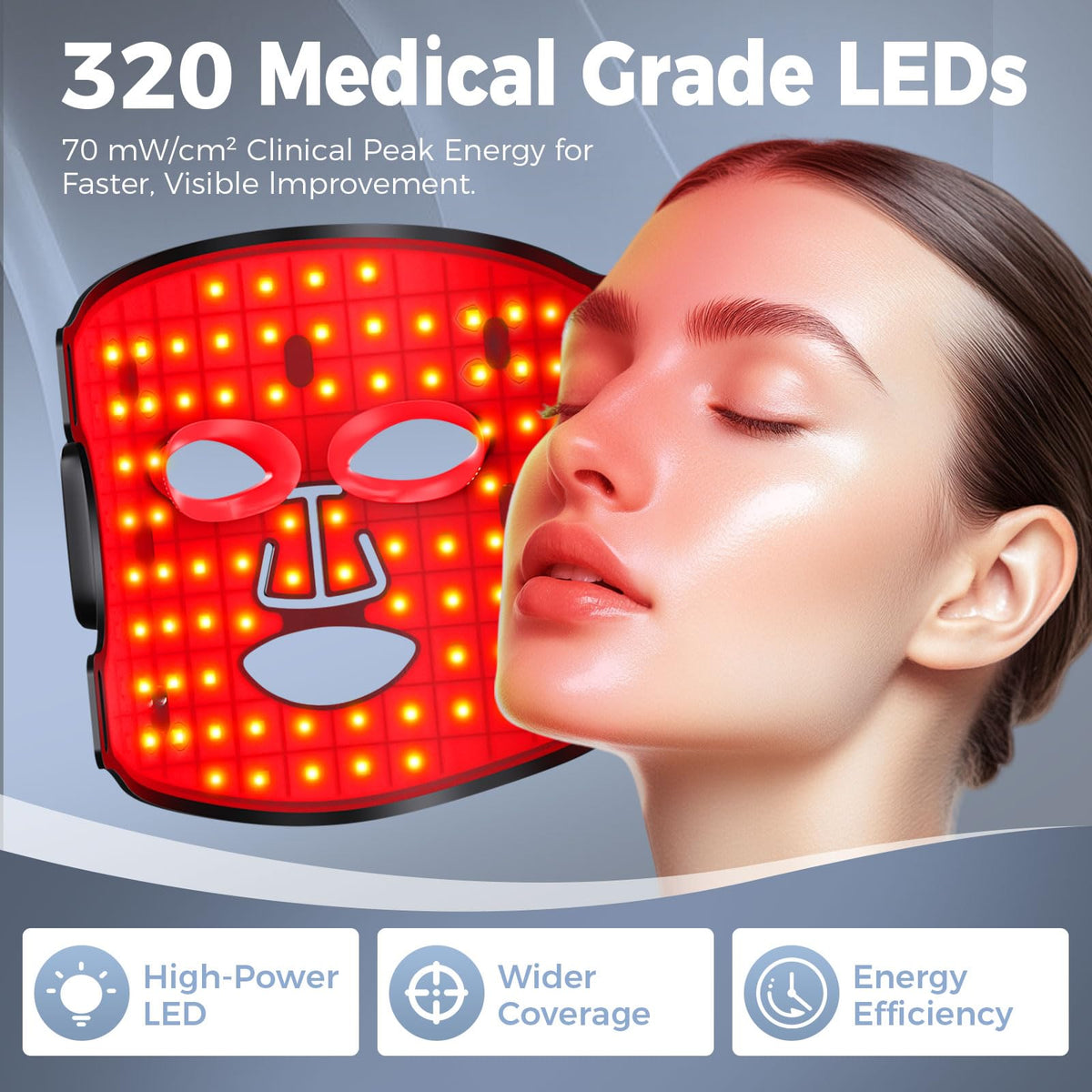 Lovsheme Red Light Therapy for Face – Wireless Red Light Therapy Mask LED Face Mask Light Therapy with 320 LEDs, 4 Modes, Skin Rejuvenation, Ideal Beauty Gift for Women & Men