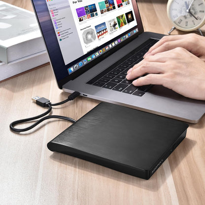 ROOFULL External CD DVD +/-RW Drive for Laptop Mac, USB 3.0 & USB-C CD DVD Disc Reader Writer Burner CD-ROM Portable DVD Player with Carrying Case for Windows 11/10 PC MacBook Pro Linux Computer