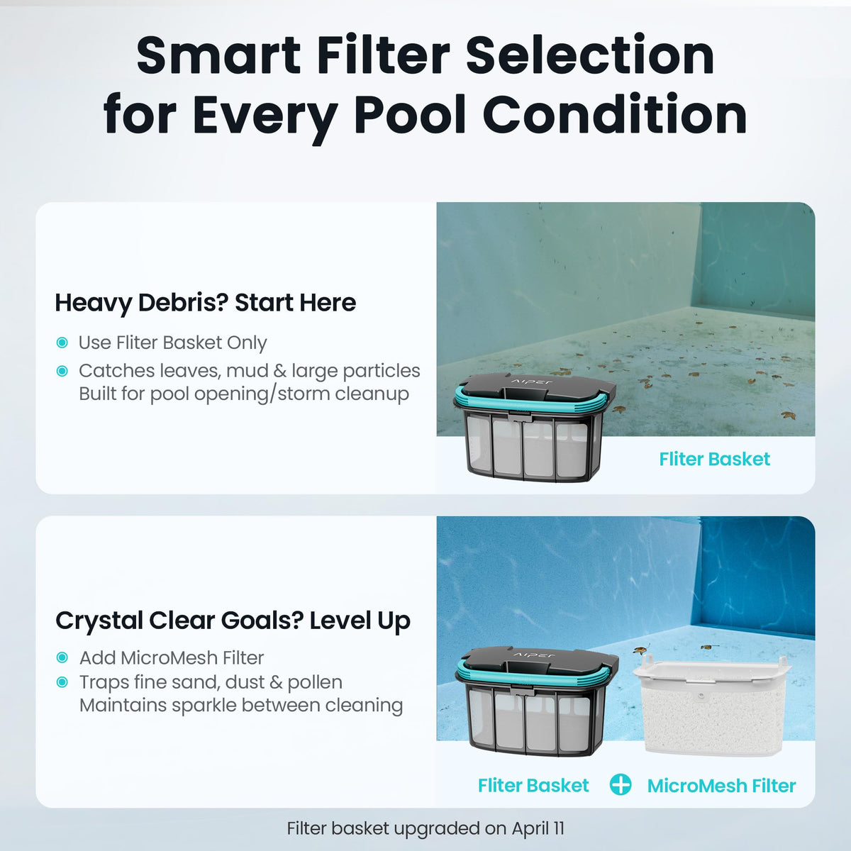 AIPER Scuba X1 Cordless Robotic Pool Cleaner, Upgraded Battery Life and Cross Pattern Smart Navigation, Horizontal Waterline Scrubbing, Ideal for Inground Pools up to 2,150 sq.ft