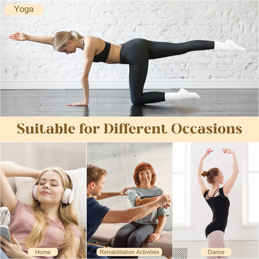 Justay 6 Pairs Pilates Socks with Grips for Women Soft Non Slip Crew Cotton Athletic Workout Barre Hospital Yoga Socks