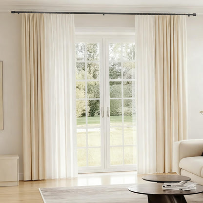 5/8” Diameter Curtain Rods 30-90 Inch, for 30-84 Inch Windows, Adjustable Splicing Black Curtain Rods for Windows with Brackets, Window Rod Long Small Curtains Rod, 2 Pack