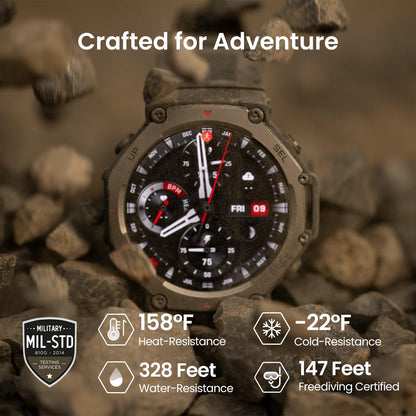 Amazfit T-Rex 3 Military Smart Watch 48mm, Fitness Watches with GPS (with Privacy), AI, Voice Control, Offline Maps, for Android or iPhone, 170 Sports Modes, 328ft Water-Resistant, Black