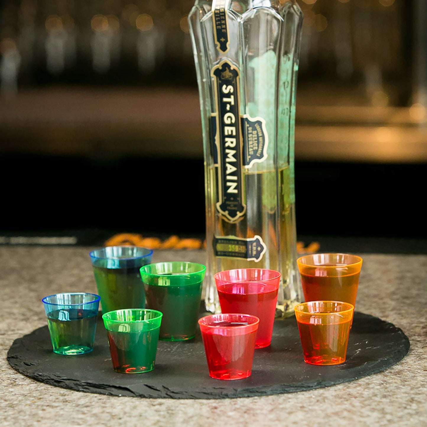 Party Essentials Hard Plastic 2-Ounce Shot/Shooter Glasses, 40-Count, Assorted Neon