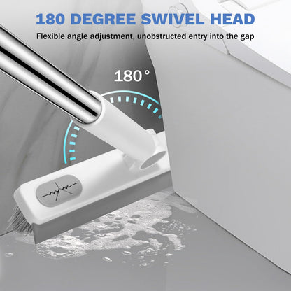 SetSail Grout Cleaner Brush with Long Handle, V-Shaped Floor Scrub Brush Swivel Grout Brush Stiff Bristle Floor Grout Scrubber for Bathroom, Tile Line, Crevice, Kitchen, Wall, Deck, Garage, White Grey