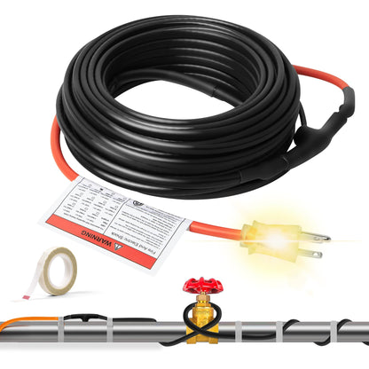 TOPDURE Superior Water Pipe Heat Cable for Pipe Freeze Protection, Self-Regulating Heating Cable for Metal and Plastic Pipes, Energy-Saving Heating Tape for Water Pipes, 40Ft, 120V