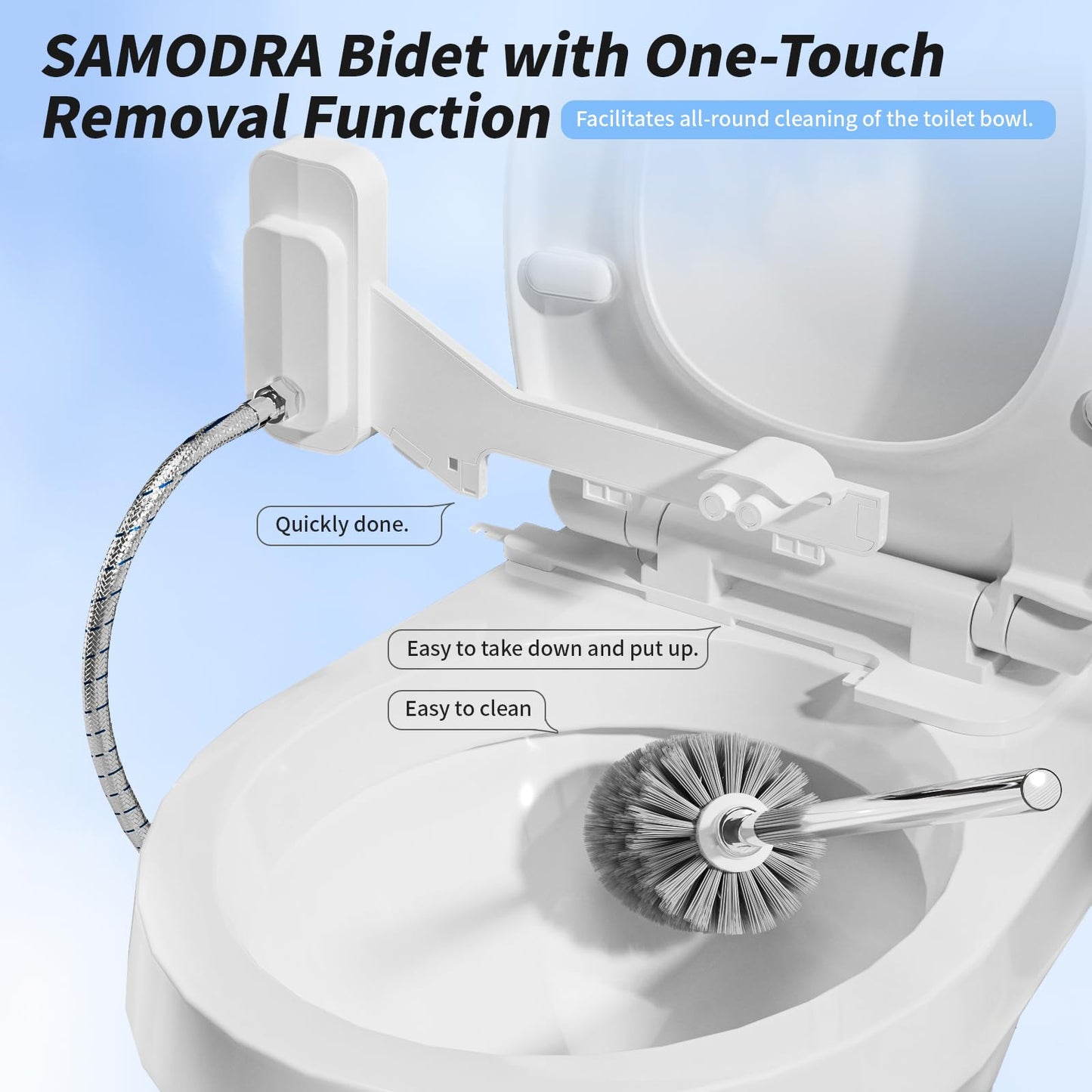 SAMODRA Non-Electric Bidet - Self Cleaning Dual Nozzle (Frontal and Rear Wash) Fresh Water Bidet Toilet Seat Attachment with Independent Adjustable Water Pressure (Classic Black/Silver)