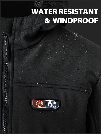 PTAHDUS Women's Heated Jackets 5 Heat Zones Battery Pack Included, with Hand Warmer Pocket(Black, Medium)