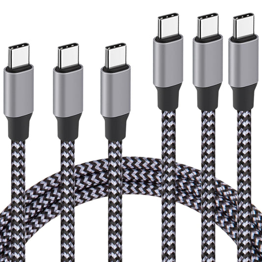 YUNSONG USB C Cable, 3Pack 6FT USB c to USB c Cable Nylon Braided Type C PD 60W Fast Charging for iPhone16 15 iPad Mini 6 and More