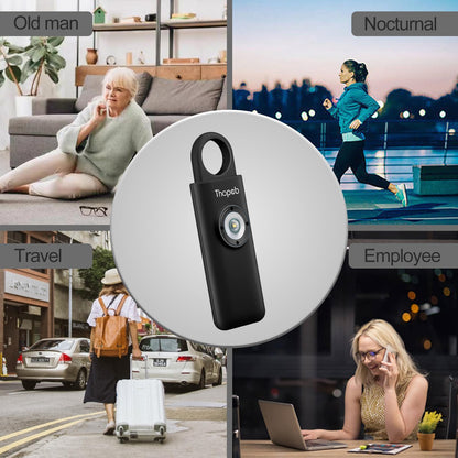 Thopeb® Personal Safety Alarm for Women – 130dB Loud Emergency Siren & SOS Strobe LED Light – Self Defense Keychain, College Dorm Room Essentials for Girls (Charcoal)