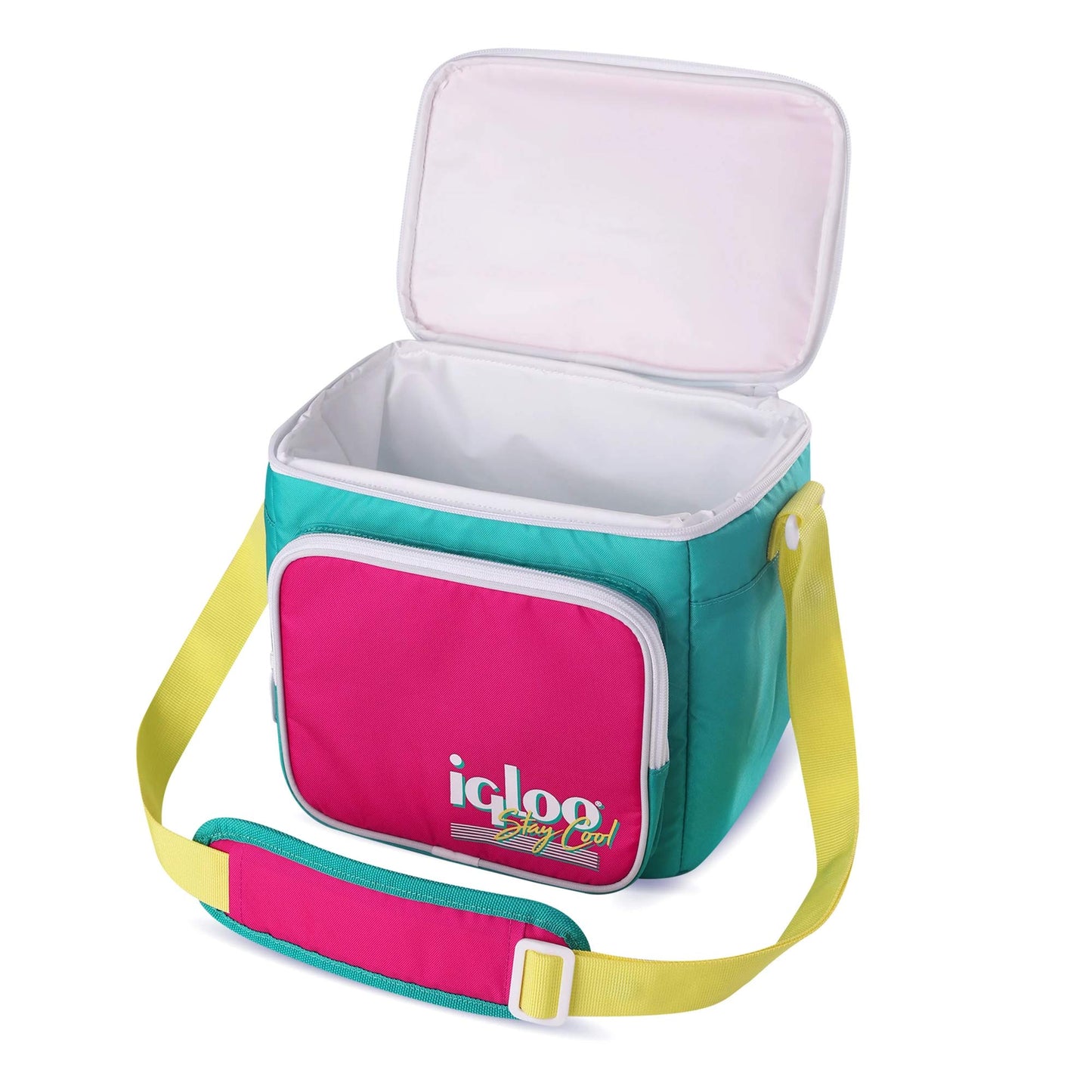 Igloo 90s Retro Collection Square Lunch Box Cooler with Front Pocket and Adjustable Strap, Insulated Leakproof Lunch Cooler Bag, Reusable Lunch Tote