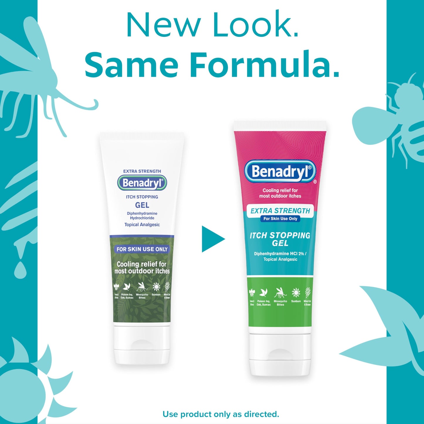 Benadryl Extra Strength Anti Itch Relief Gel, 2% Diphenhydramine HCl, Relief from Insect Bites, Sunburn & More, Great for Camping Essentials, 3.5 fl oz