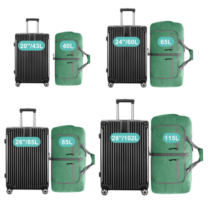Dimayar 65L Travel Duffle Bag for Men Women - Foldable Duffel Bag with Shoes Compartment - Overnight Bags Waterproof & Tear Resistant(Forest Green)