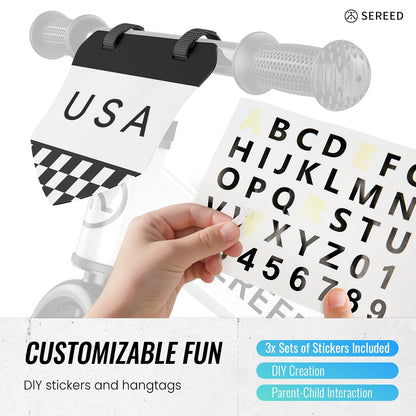 SEREED Toddler Balance Bike 2 Year Old, No Pedal Kids Bicycle Toys for 2-5 Years Old, Tool-Free Adjustment, Customize Plate with Stickers, Gift for 2-3 Boys Girls (White)