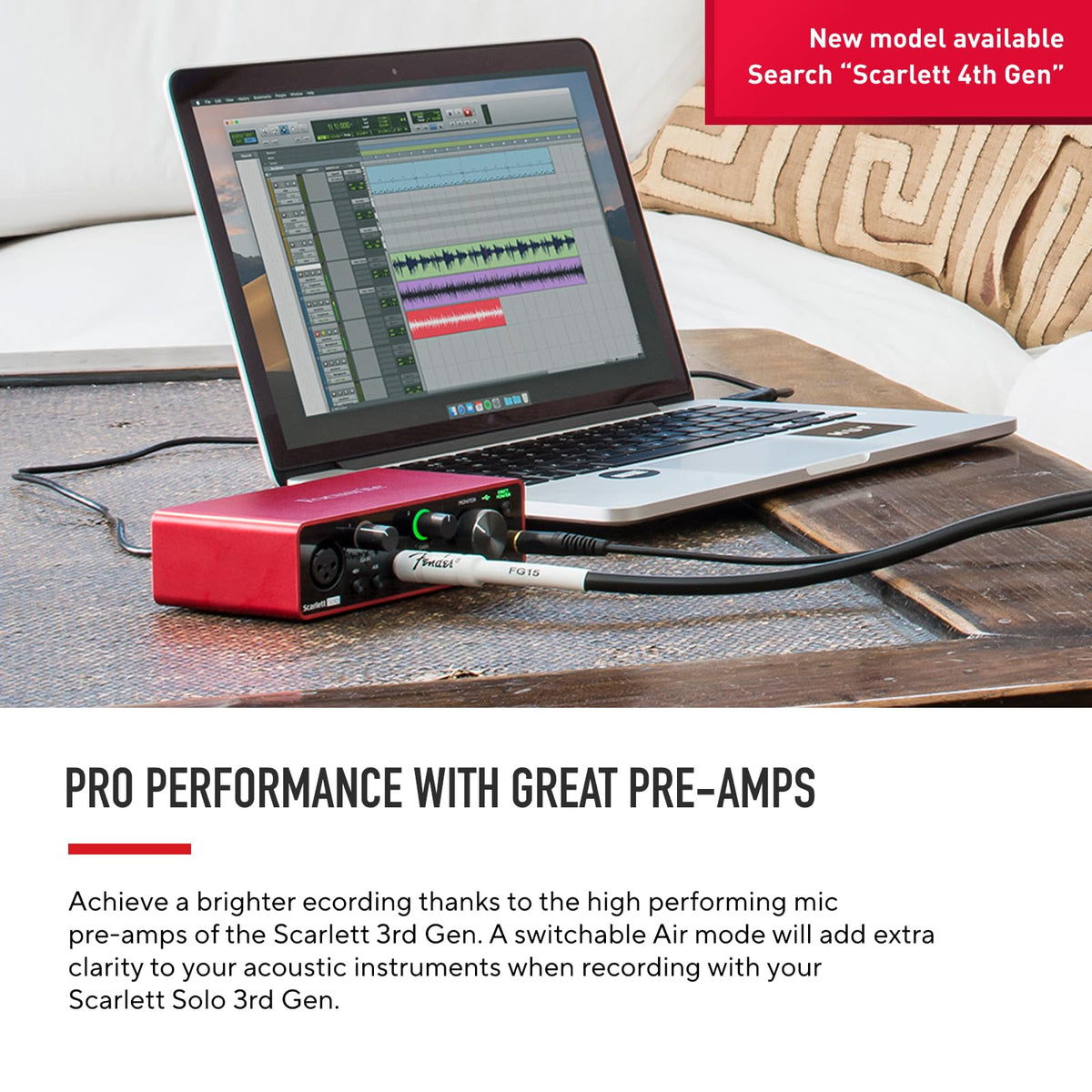 Focusrite Scarlett Solo 3rd Gen USB Audio Interface for Guitarists, Vocalists, Podcasters or Producers to record and playback studio quality sound