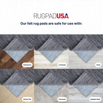 RUGPADUSA - Basics - 9'x12' - 1/4" Thick - 100% Felt - Protective Cushioning Rug Pad - Safe for All Floors and Finishes Including Hardwoods