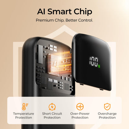 Hotdot AI Hand Warmers Rechargeable with Gift Box, 2 Pack Portable Electric Hand Warmer with LED Display Battery and Temperature, Fast Heating, for Men, Women, Hunting Camping Black