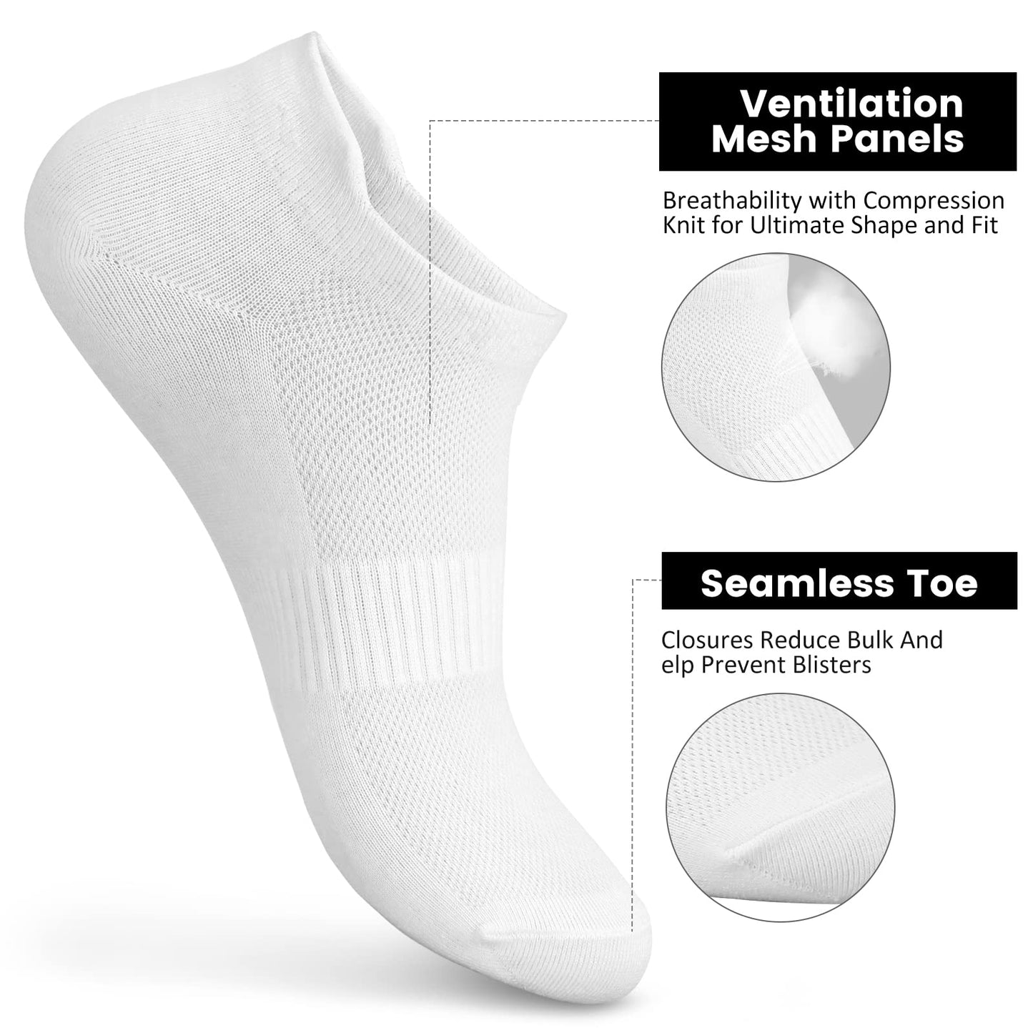 Sallking Women's Ankle Cotton Socks - Low Cut Athletic Sports Running Breathable Thin No Show Socks With Tab 6 Pairs