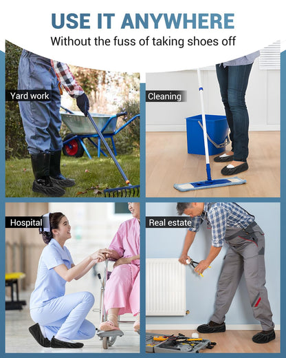 Buself X-Large 100 Count Shoe Covers Disposable Non-Slip, Premium Cloth Boot Covers, Slip-resistant, Durable, Breathable, Non-toxic, Recyclable, Stretchable Fits Up to Size 13 US Men - Black