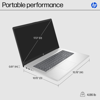 HP 17.3 Touchscreen Laptop Computer, Intel 12-Core Ultra 7 255U, Windows 11 Pro, Wi-Fi 6, Bluetooth 5.4, Intel Built-in AI(12 Tops), HD Camera, Backlit KB, 64GB DDR5, 2TB SSD, Copilot, Accessories