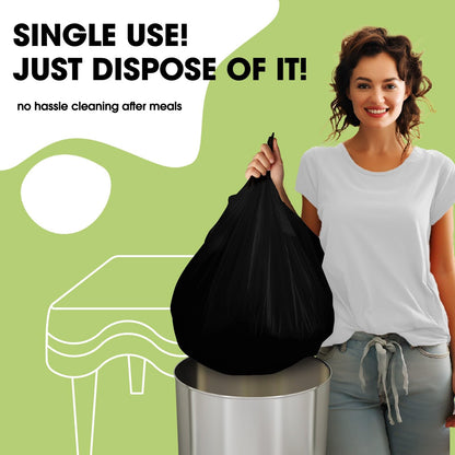 Pureegg Plastic Table Cloth Disposable 10 Pack, 84'' Round Table Cloths, Halloween Party Decorations, Summerween Decor, Halloween Tablecloths, Round, Plastic Cover, Leakproof & Sturdy, Black