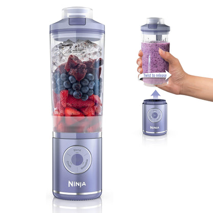 Ninja Blast Max, Portable Blender + Twist & Go, Personal Smoothie, Blend, Ice Crush, 3 Programs, Cordless, 22 oz removable Vessel, Dishwasher Safe, Leakproof, Lavender, BC251LD