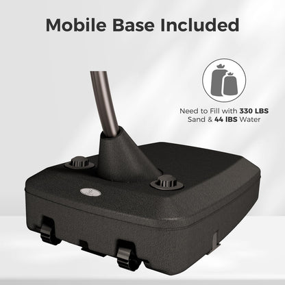 Grand patio 10'x10' Offset Umbrella Large Aluminum Square Cantilever Umbrella Base Included for Deck Porch (Light Gray, 10x10 FT)