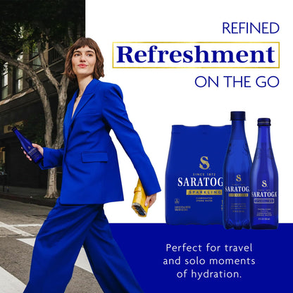 Saratoga Sparkling Water Bottles, 12-Pack - Carbonated Spring Bottled Water with Naturally Occurring Minerals & Electrolytes - Recycled PET Plastic Bottles - 28 Fl Oz