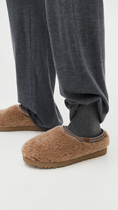 UGG Women's Tasman Maxi Curly Slipper, Chestnut, 10