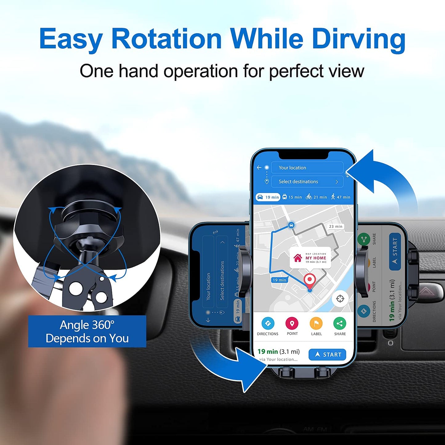 vanva Universal Air Vent Car Mount, [ Big Phones & Thick Case Friendly ] Cell Phone Holder for Car Hands Free Clamp Cradle Vehicle fit for All Apple (B1)