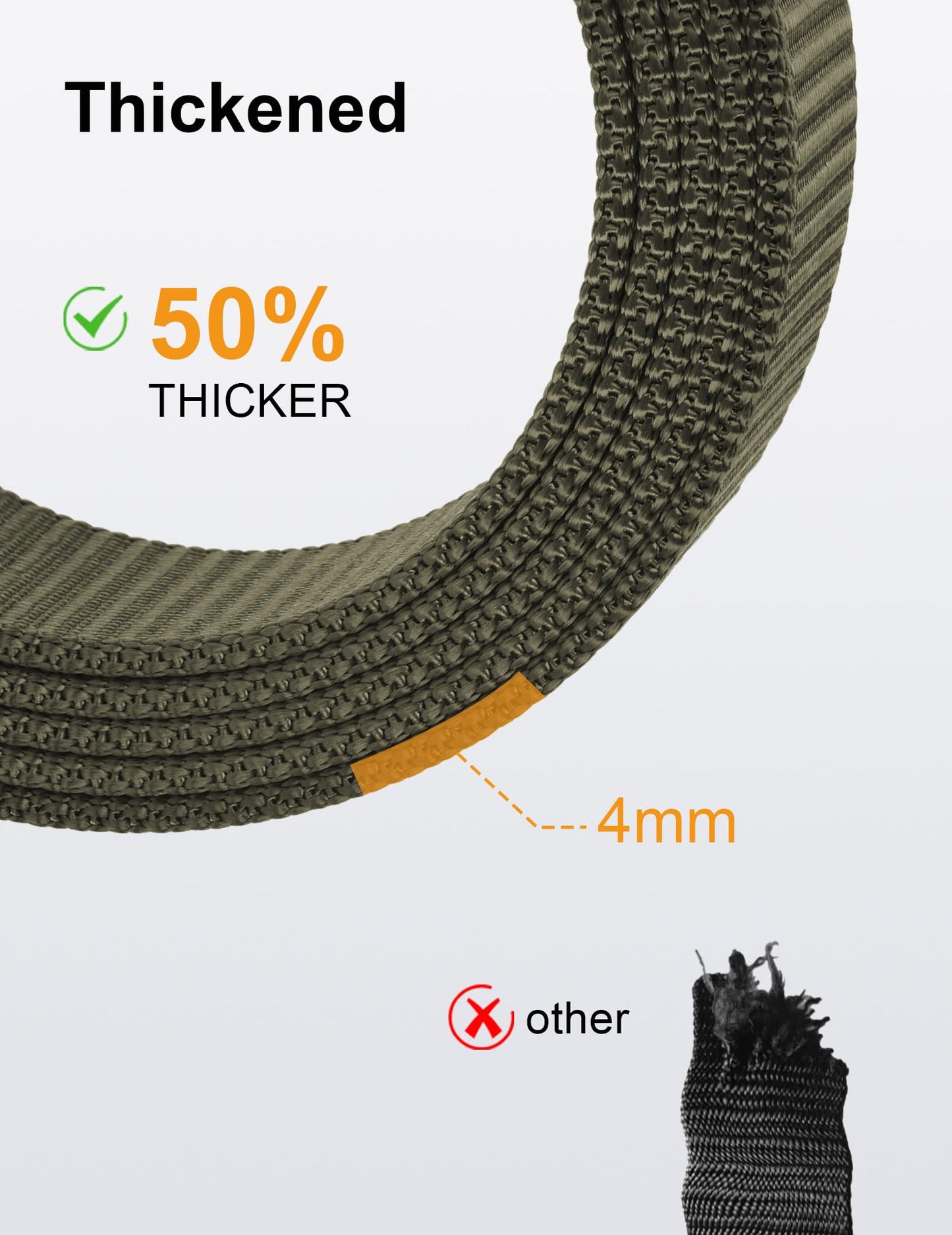 JUKMO Men's 1.5" Nylon Ratchet Belt, Casual Web Click Tactical Belt with Slide Buckle for Jeans, No Holes Adjustable Trim to Fit(Army Green,Medium)