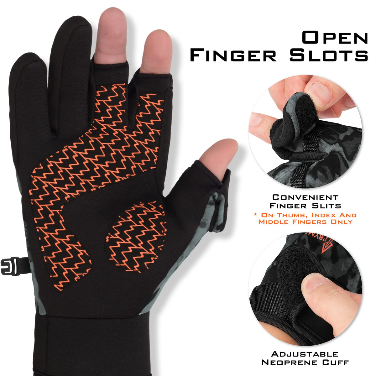 KastKing Mountain Mist Cold Weather Gloves - Ideal for Ice Fishing, Photography, or Hunting (Blackout, Large)
