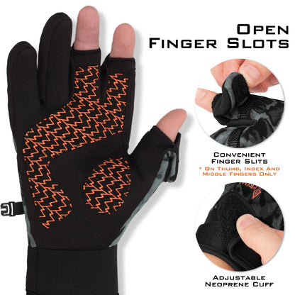 KastKing Mountain Mist Cold Weather Gloves - Ideal for Ice Fishing, Photography, or Hunting (Blackout, Large)