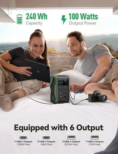 JOYROOM Portable Power Station 75000mAh，Outdoor 240Wh Battery (LED Light and SOS Mode) QC3.0 100W Fast Charging, for Camping, Traveling, and Emergencies