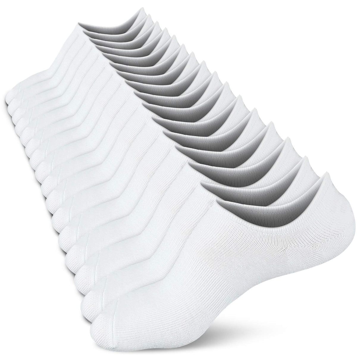 wernies Women No Show Socks Invisible Loafer Flat No Slip Rise Flats Ankle Liners Short Thin Low Cut, white, 5-8