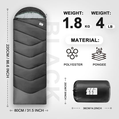 Cold Weather Sleeping Bags for Adults 30℉ - Portable, Waterproof, 4lb Lightweight Sleeping Bag for Tall Kids Girls Boys with Compression Sack, for Warm Camping, Hiking, Travel, Outdoor& Indoor