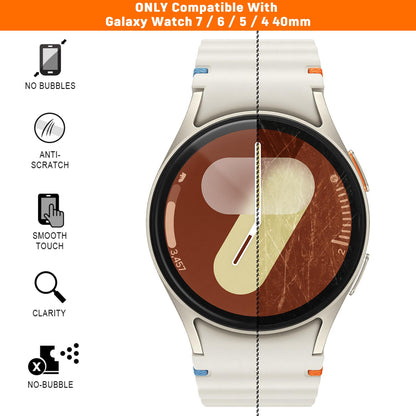SPGUARD 4 Pack for Samsung Galaxy Watch 7 Screen Protector 40mm Tempered Glass Clear Film Anti Scratch Bubble Free Compatible with Galaxy Watch 7/6/5/4 40mm(NOT for Others Models)
