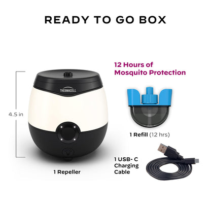 Thermacell Patio Shield Mosquito Repellent E-Series Rechargeable Repeller; 20’ Mosquito Protection Zone; Includes 12-Hr Repellent Refill; No Flame or Scent; Bug Spray and Bug Zapper Alternative