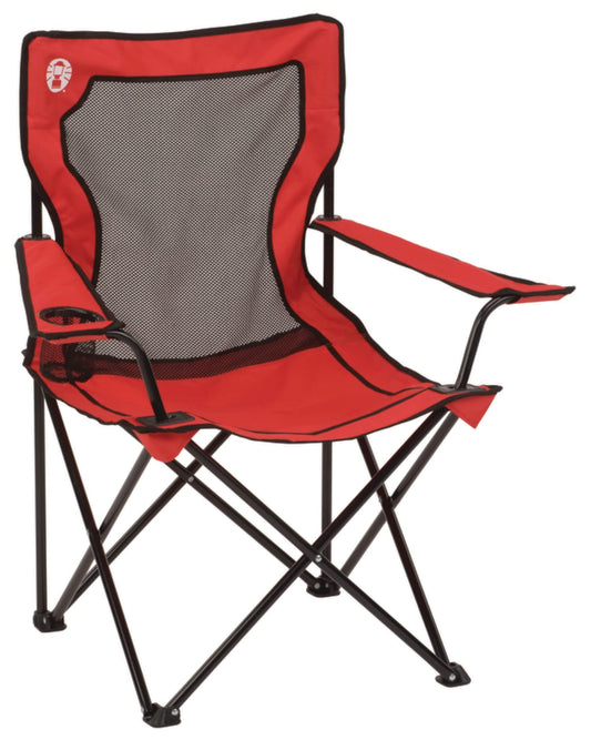 Coleman Broadband Mesh Quad Camp Chair with Carry Bag & Cup Holder, Cooling Mesh Back with Adjustable Arms