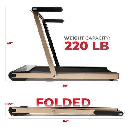 Sunny Health & Fitness Asuna Space Saving Treadmill, Motorized with Speakers for AUX Audio Connection - 8730G