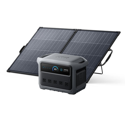 Anker SOLIX C1000 Gen 2 Portable Power Station with 200W Bifacial Solar Panel, 2,000W (Peak 3,000W) Solar Generator, Full Charge in 49 Min, 1,024Wh LiFePO4 Battery