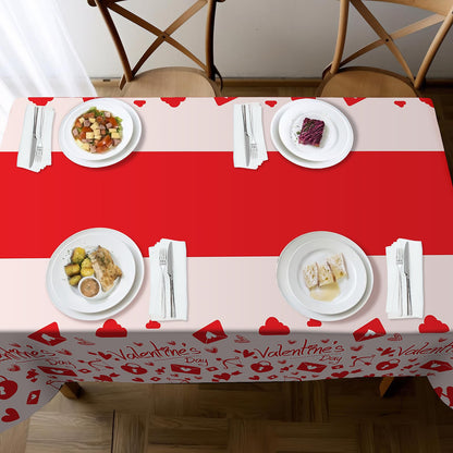 Childom Valentines Day Tablecloth for Valentines Day Decorations Party,3 Pack Disposable Plastic Valentines Table Cloths 54" x 108" Pink Table Cover,Valentines Decor for Wedding Engagement Anniversary